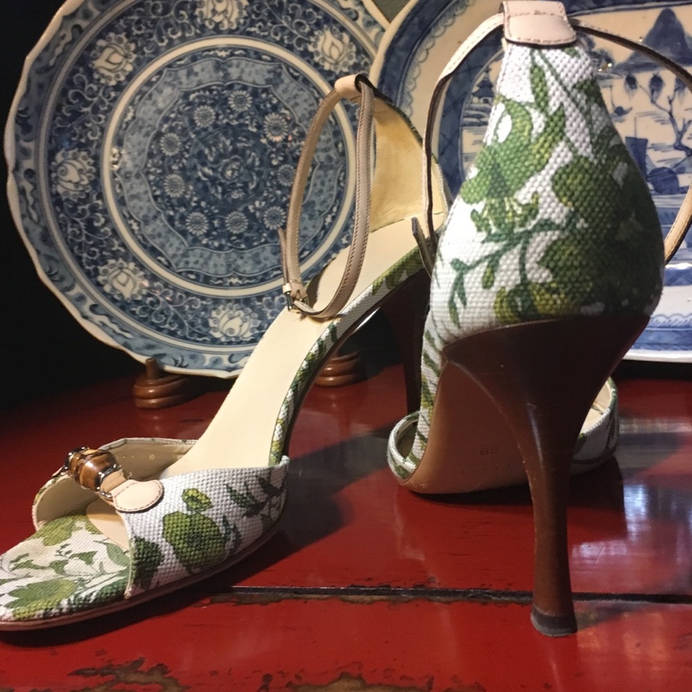 Gucci High Heel Floral Sandals